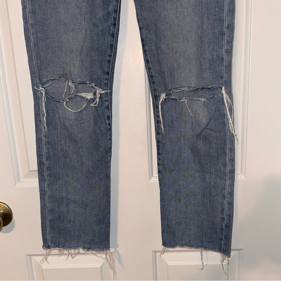 Madewell The High Rise Slim Crop Boyjean Jeans Distressed Raw Hem medium blue 24 - Picture 6 of 14